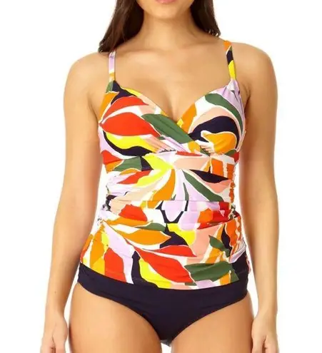 Anne cole New : Palm Party Surplice Tri Tankini Top 34C/36B Multi Color