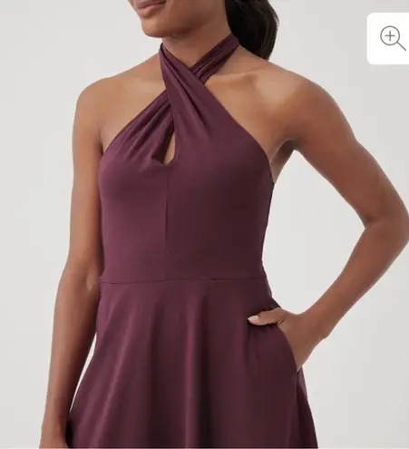 NEW Pact Organic Cotton Women's Fit & Flare Halter Midi Dress Purple XS NWT