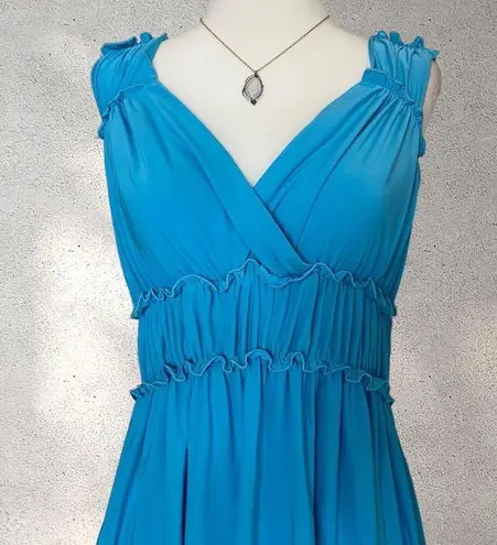 Vintage Blue  teal asymmetrical flowy babydoll plus size top 2XL made in USA