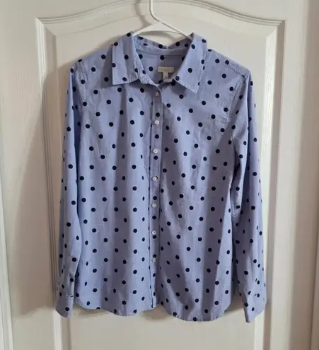 Talbots  Petites Blue Polls Dot Button Up Sz MP.  5079 - Image 1