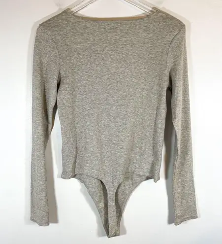 Open Edit Nordstrom/ Organic Stretch Cotton Henley Thong Bodysuit size Large