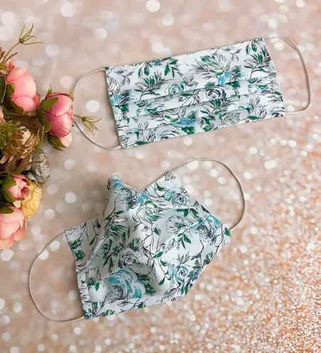 Baby Blue Floral Premium Cotton Face Mask Multiple