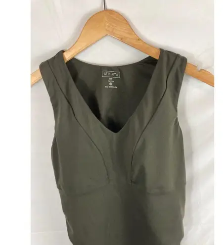 Athleta  Bra Cup Empire V-Neck Cami Support Top Dark Green Size 36B