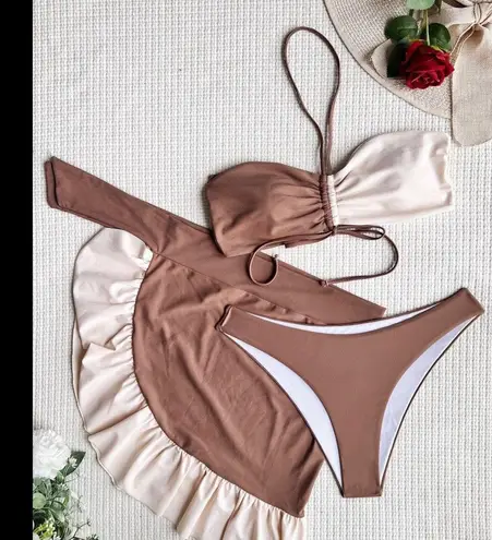 Boutique Colorblock three pieces set brown/cream