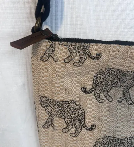 FatFace Big Cat Natural Woven Tia Crossbody Shoulder Bag Purse Jute Leopard