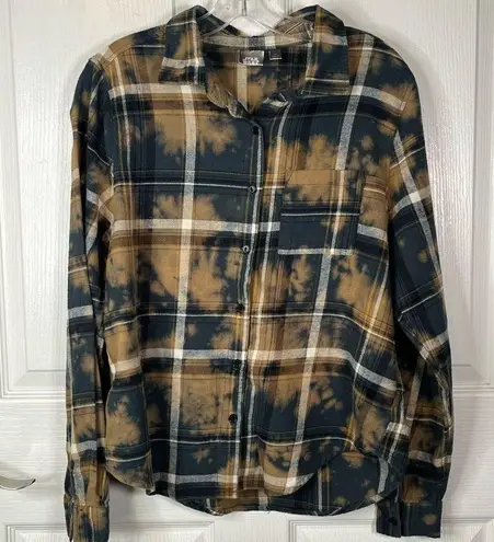 Star Wars Upscaled Flannel Shirt Bleached Dye Baby Yoda On Back