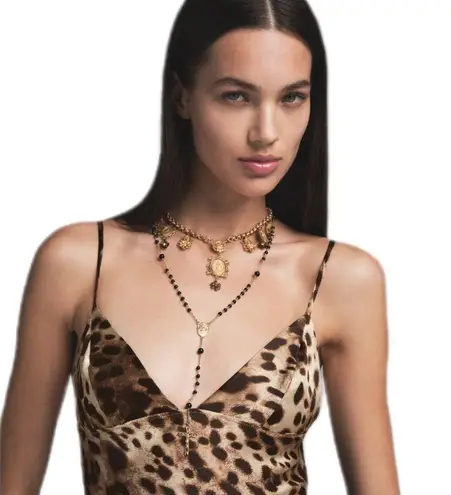 SKIMS leopard DOLCE&GABBANA x silk long slip dress