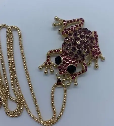 New reddish&pink frog rhinestone fashion necklace