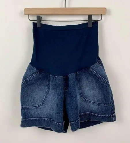 Oh Baby by Motherhood Full Belly Panel Maternity Jean Button Pocket Shor… Blue Size undefined