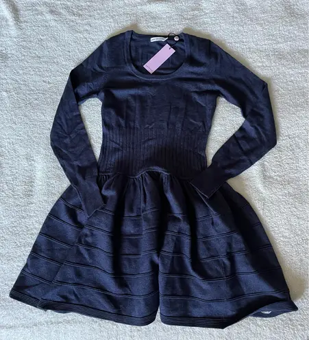 Avec Les Filles Drop-Waist Mini Sweater Dress