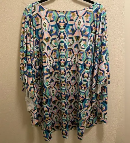 La Blanca Riviera Geometric Print Caftan Cover-Up Size M