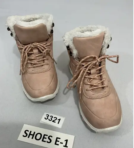 Womans Pink Booties Eu 38 Us 8 Lace Up Fur Linedankle Height