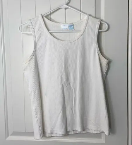 Pro Spirit women’s white ribbed stretch sleeveless thick strap tank top shirt XL