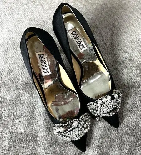Badgley Mischka Black and Rhinestone Heels Size 8.5