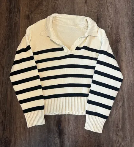 Cider Striped V-Neck Sweater thumbnail 1