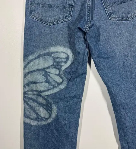 Arizona Vintage Jean Women Size 30 Butterfly Print Med Wash Relaxed Straight