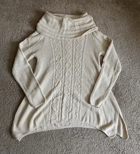 Jeanne pierre Womens Small Turtleneck Sweater Cable Knit Cotton Preppy Classic