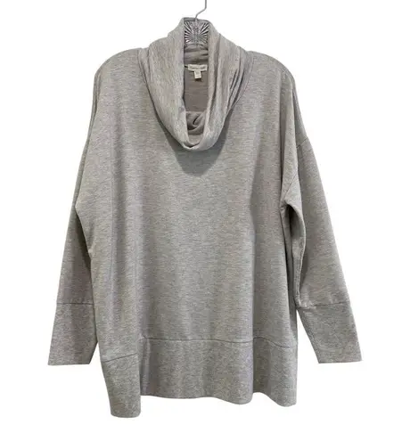Garnet Hill Size L Gray Heathered Cowl-Neck Tencel Tunic Top Neutral Gorpcore