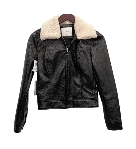 Aritzia Wilfred Faux Leather Sherpa Collar Jacket - Black - Size Small - Pre-Owned - Image 1