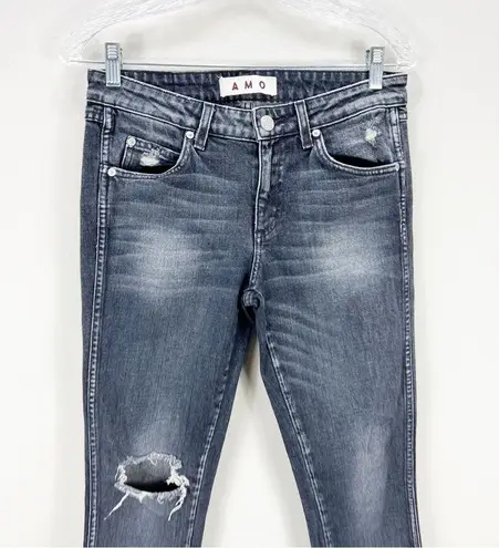 AMO Stix Vixen Destroy Distressed Gray Jeans Revolve Size 28 Black