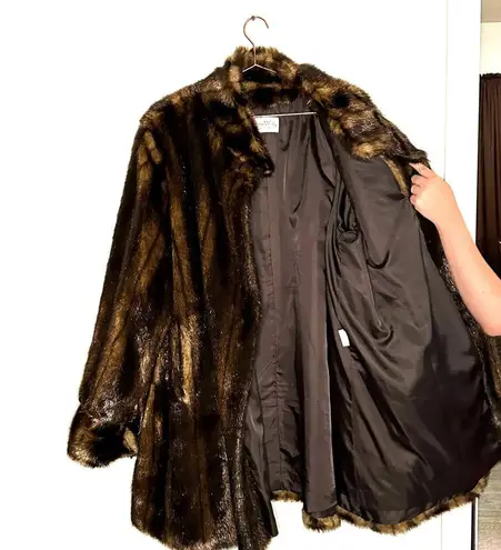Pamela McCoy Faux Fur Light Dark Brown Color Snap Button Closure Jacket size 1X