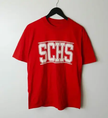 90s Vintage SCHS T Shirt Single Stitch High School Graphic Tee Red Large L Logo