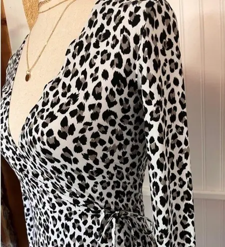 Divided  Leopard Black & White Print Wrap Dress