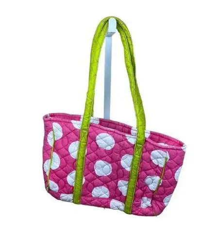 Buckhead Betties  pink/polka dot tote/shoulder bag, zipper closure, front pocket