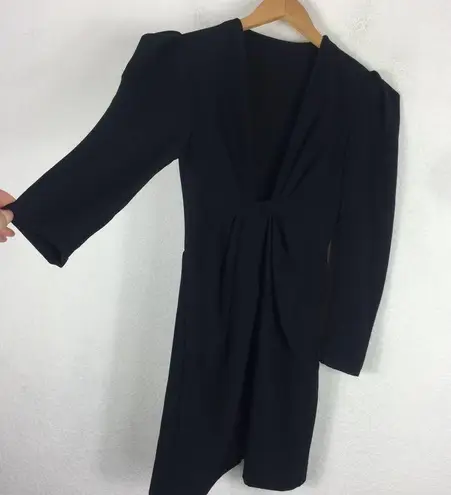 IRO Robiela Black Deep Plunge Puff Sleeve Mini Dress Size Small