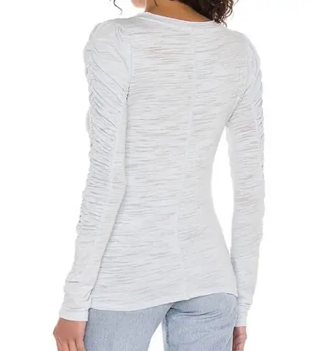 Free People Natasha Light Blue Ruched Long Sleeve Tee