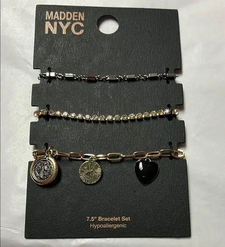 NWT Madden NYC 3 pc bracelet set Silver