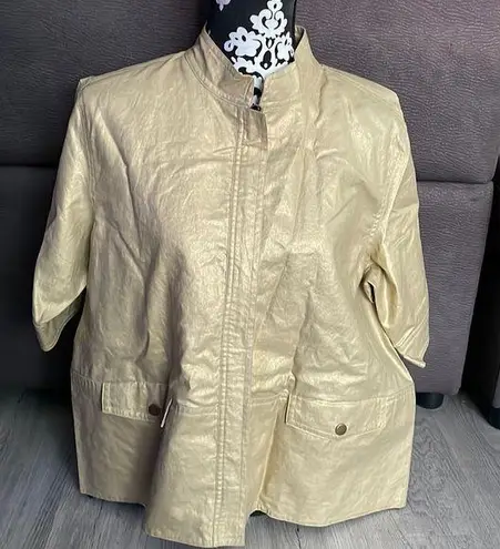 Chico's CHICO’S Gold Tone 3/4 Sleeve Jacket Chico Size 2 (equivalent to Large)