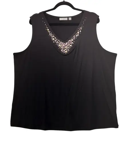 Susan Graver Womans Embelished Tank Size 2x LIquid Knit Elegant Timeless Stretch