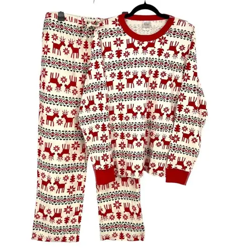 Hanna Andersson Dear Deer Reindeer Organic Cotton Pajamas Red White Size Medium