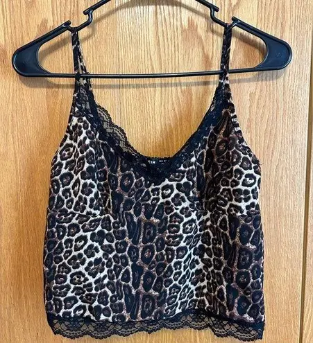 SheIn  Cheetah Print Lace Cropped Tank Top Size S