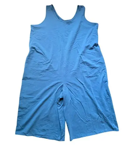 AnyBody Women's Petite 2XL Blue Sleeveless Knit Jumpsuit Casual Wide