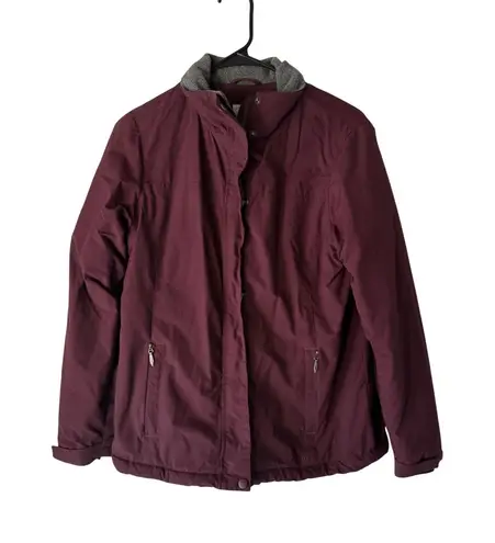 LL Bean Jacket Womens Small Burgundy Maroon Full Zip Fleece Lined Winter Coat Purple