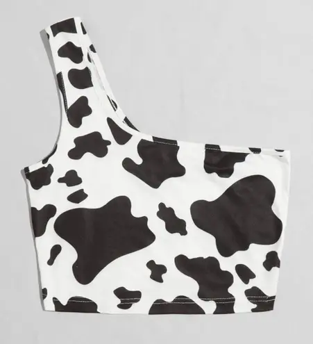 SheIn One Shoulder Cow Print Crop Top