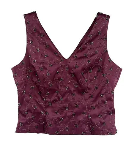 NY & CO Beaded Y2K Womens Top Sz Large Holiday Glam Purple Sequin NWT Whimsigoth