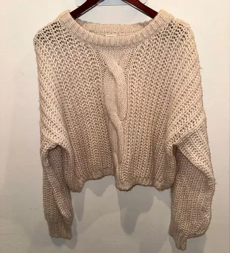 Garage  Cable Knit Chunky Cropped Sweater Sz L