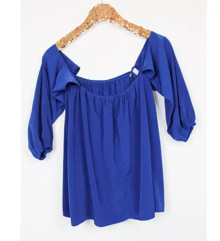 Lovely Day 🔴 Blue Off the Shoulder Peasant Blouse | Size Small