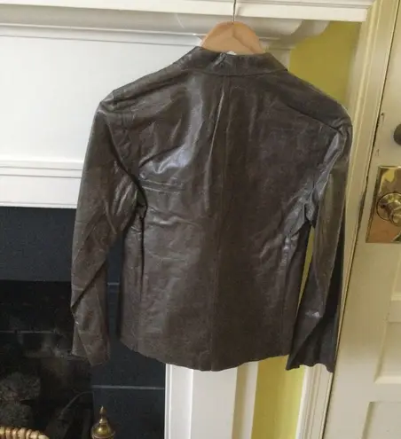 Banana Republic Vintage Leather Jacket Blazer Y2K Brown/Green - Size 4