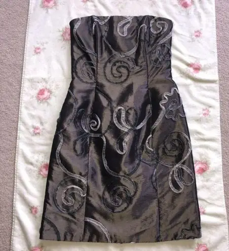 Jessica McClintock Vintage 90’s Pewter Strapless Dress Small or Extra Small