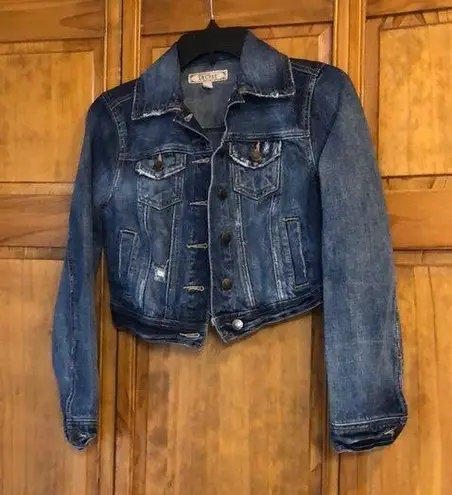Decree Cropped Dark Wash Jean Jacket Small