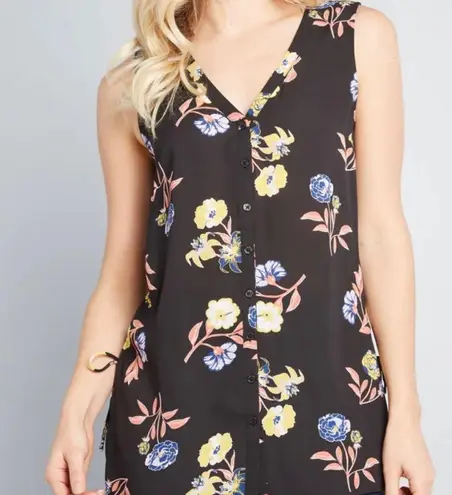 Modcloth Floral Sheer Tank Top