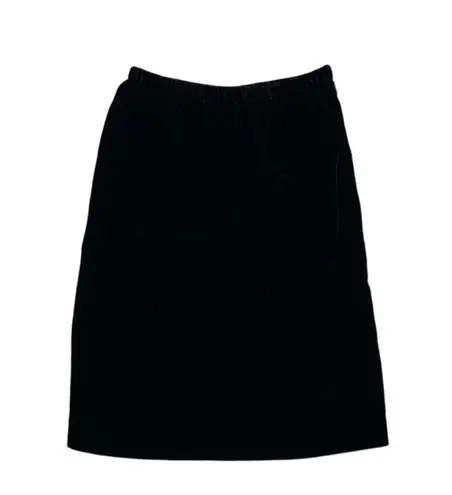 Petite Sophisticate 80s Vintage Black Velvet Skirt Suit with Gold Buttons and Silky Lapel Size 10