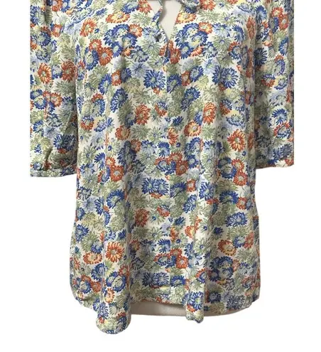 Treasure & Bond Peasant Blouse Puff Sleeves Floral White/Multicolor W XXS NWOT