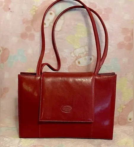 Vera Pelle Silvia T Tucci Designer vintage burgundy red Italian leather bag