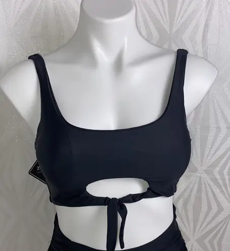 Zaful | Scooped Keyhole Tied  Knot Black Bikini High Waisted Bikini NWT