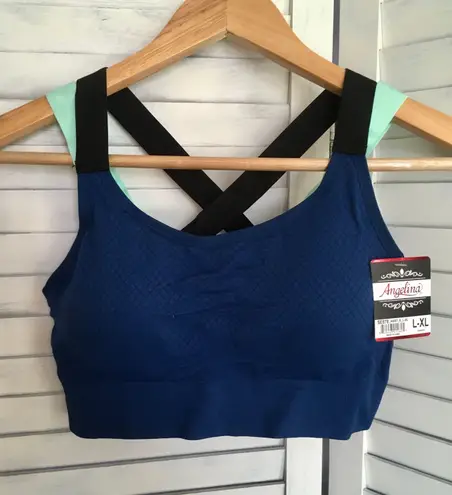 Navy/Mint Sports Bra, L/XL Blue Size L